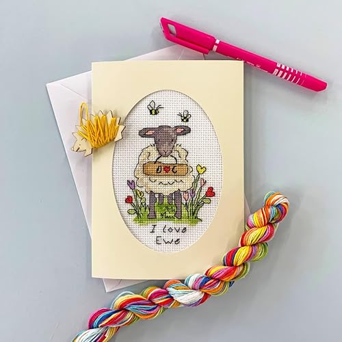 Bothy Threads Kit de broderie au point de croix Motif I Love Ewe - Nail Gallerys