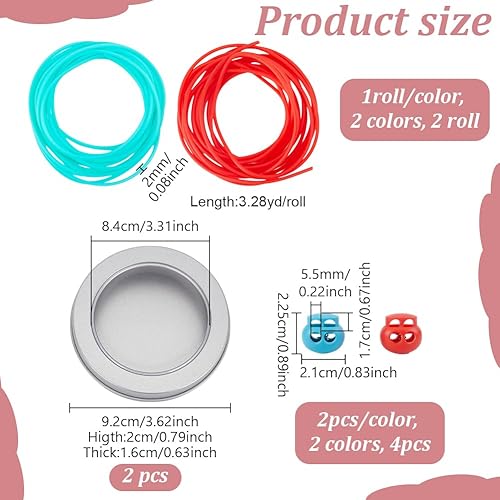 NBEADS 6 m Cordons de Maintien de Couture, 2mm Tube Creux en Caoutchouc Cordon de Tricot avec 4 butées D'Aiguilles à Tricoter et Boîte pour Maintenir Les Mailles Bracelets Colliers Perles 2 Couleurs - Nail Gallerys