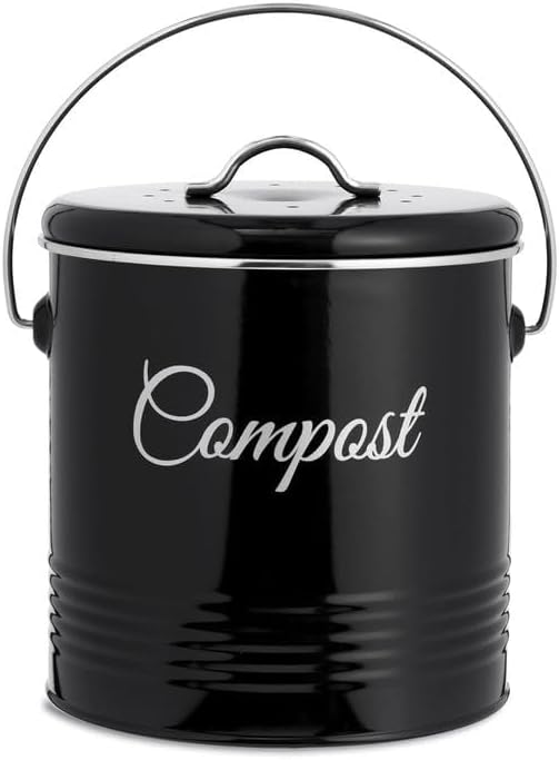Innoteck Essentials Seau à compost – Seau de compostage de cuisine de 3 litres – Filtres à charbon et couvercle pour recyclage des déchets alimentaires biologiques d'intérieur – Poubelle de compost de - Nail Gallerys