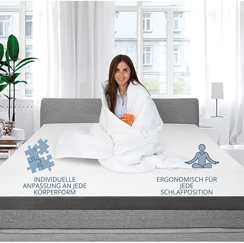 Genius Eazzzy Surmatelas Deluxe 160 x 200 cm Hauteur 9 cm H2 H3 – Surmatelas orthopédique en Mousse Gel pour Matelas et lit à sommier tapissier | Surmatelas 160 x 200 cm pour Personnes allergiques - Nail Gallerys