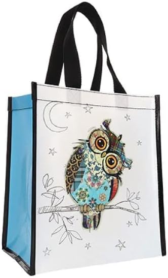 KIUB Cabas de courses en matière recyclée - motif Chouette avec ses yeux perçants - format 30 * 26 cm avec épaisseur de 16CM - Nail Gallerys