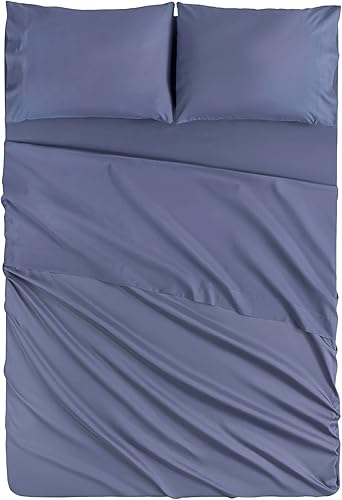 Todocama Underzy 4002 Parure de lit 4 pièces avec Drap-Housse réglable et 2 taies d'oreiller de 50 x 80 cm (lit de 90 x 190/200 cm, Bleu-Gris) - Nail Gallerys