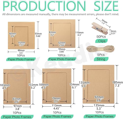 Keadic Lot de 40 cadres photo en carton coloré de 17,8 cm, cadre photo en papier pour la décoration de la maison et de l'école - Nail Gallerys