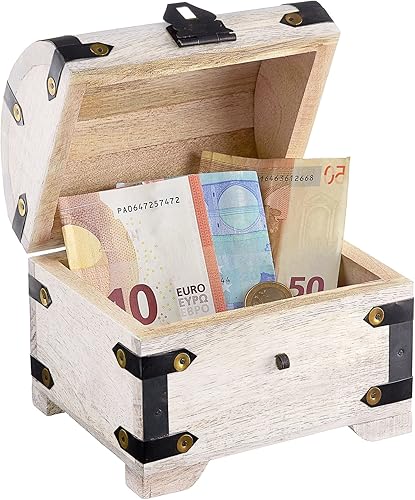 Casa Vivente Coffret en Bois Blanc avec Gravure Personnalisée, 2 Prénoms et 1 Date, Motif Anneaux - Nail Gallerys