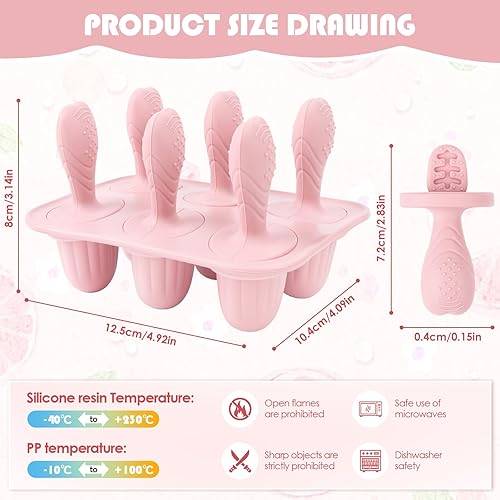 Moules à glace pour enfants, 6 cavités pour bébé, avec silicone, mini moules à popsicle sans BPA, réutilisables, moules à glace, bricolage, pour bébés, enfants et adultes, rose - Nail Gallerys