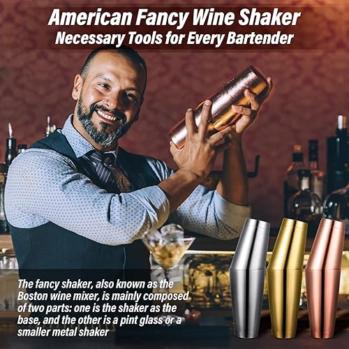Pro Bar Shaker Boston Shaker,Shaker à Cocktail, Shaker à Martini en Acier Inoxydable Mélangeur de Boissons pour Barman Outils Essentiels Boîtes métalliques lestées Ensemble de Shaker à(Le cuivre) - Nail Gallerys