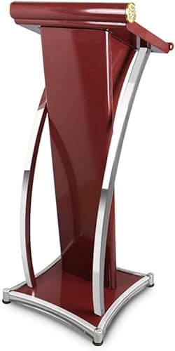 Pupitre incurvé en métal - Podium parlant debout - En acier inoxydable - Pour bureau, école, bureau - Noir - Nail Gallerys