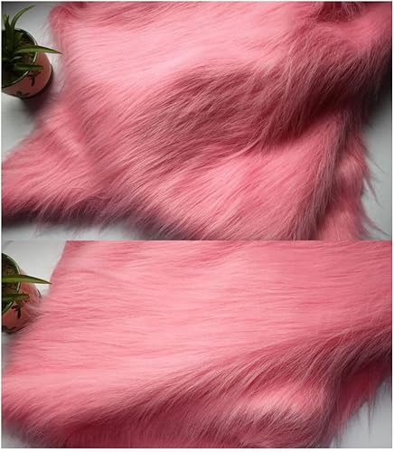 ZhHOME Tissu en Fausse Fourrure à Poils Longs 150x50cm Fourrure Synthétique pour Costume, Cosplay, Artisanat d'art, Photographie, Jouets, Fursuit(Color:Rose) - Nail Gallerys