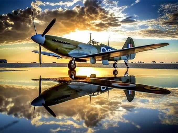 Bimkole 5D Diamond Painting DIY Kits Avion, Coucher De Soleil Broderie Diamant Kits De Broderie Au Point De Croix Strass Rond Résine Peinture Décor à La Maison 30X40 cm - Nail Gallerys