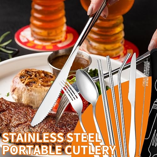 SZSMW Paquet de 8couverts Camping - Couverts Pique Nique - Set de Couvert Convient Aux Bureaux, éColes, Restauration, Camping, Restauration Familiale (Apportez Votre Propre Sac à Couverts) - Nail Gallerys