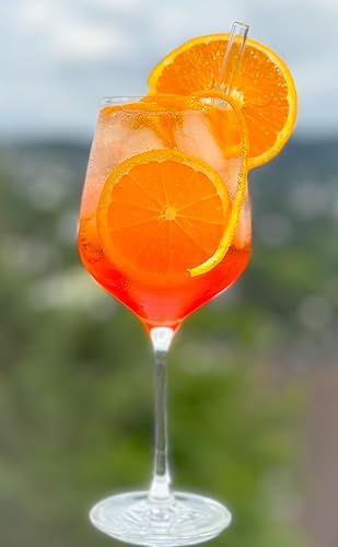 Topkapi Elite Aperol Spritz Lot de 6 verres à cocktail Terrazza XL I 6 verres en cristal sans plomb I spécialement conçus pour Aperol Spritz I avec 6 pailles en verre I 625 ml - Nail Gallerys