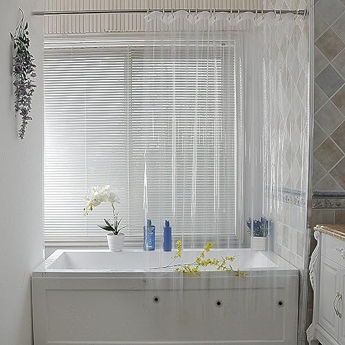WSLCN Rideau de Douche Transparent Imperméable Anti-Moisissure avec Anneaux Rideau pour Salle de Bain 90 * 200CM - Nail Gallerys
