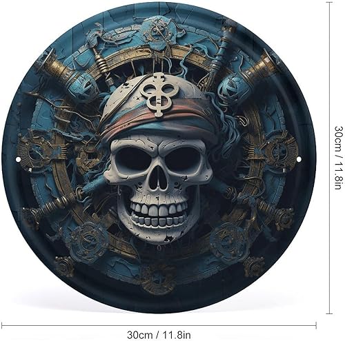 Plaque en métal vintage squelette de pirate pour extérieur rétro pour jardin, décoration murale, décoration murale, extérieur, 30 x 30 cm - Nail Gallerys