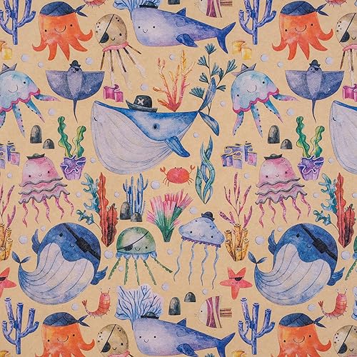 RUSPEPA Rouleau de papier cadeau d'anniversaire pour enfants - Emballage cadeau avec requins, ballons, texte HAVE A JAWSOME BIRTHDAY pour anniversaire de garçons et de filles - 43,2 cm x 5 m - Nail Gallerys