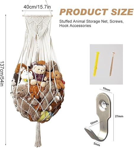 Hamacs en peluche pour animaux en peluche, hamac de rangement d'angle à suspendre, support de rangement en macramé, filet pour jouets en peluche, décoration de chambre d'enfant - Nail Gallerys