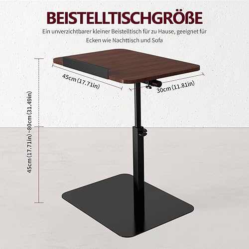 QMJKJGB Table d'appoint en forme de C, avec hauteur réglable, inclinaison, rotation à 360 °. La table d'appoint dispose d'une base métallique stable et difficile à secouer, pour café et ordinateur - Nail Gallerys