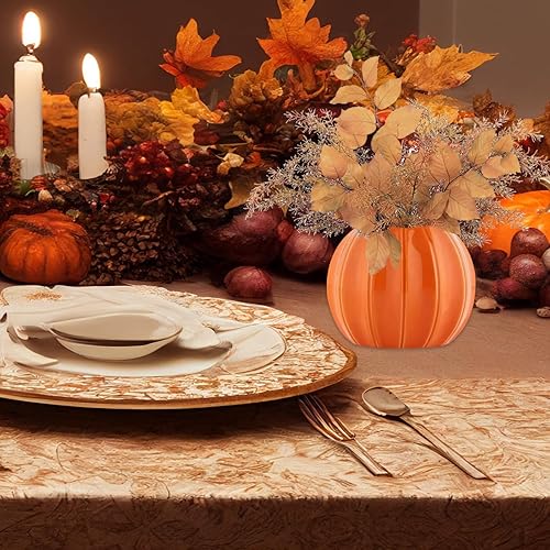Vase à Fleur Grand Plan de Citrouille en Céramique - Mini Plante Arrangement Séché Décor pour la Récolte d'Automne, Thanksgiving, Halloween - Orange 4,5 Pouces - Nail Gallerys