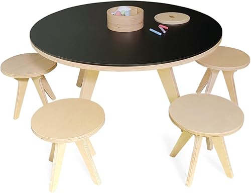 Ensemble Table de coloriage/Table de Dessin en Bois Multifonction pour Enfant + Lot de 4 tabourets en Bois – XXL Edition – DRAWIN’Kids - Nail Gallerys