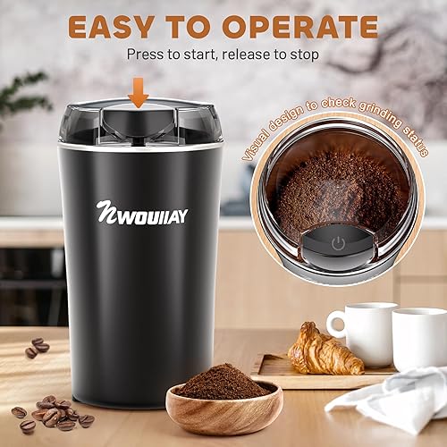 NWOUIIAY Moulin à Café Électrique 300W Broyage Rapide Moulin à Épices à une Touche avec Couvercle Transparent et Lame en Acier Inoxydable pour Grains Épices Noix Poivre Café​ - Nail Gallerys