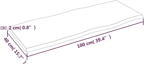 LAPOOH Plateau de table en bois traité chêne bord naturel gris 100 x 40 x 2 cm, plan de travail de cuisine, planches en bois, table de salon, plan de travail en bois - 364013 - Nail Gallerys