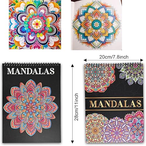 Zylota Lot de 3 livres de coloriage de mandalas pour adultes, motif mandala unique pour la relaxation, livre de coloriage pour adultes à reliure spirale, livres de coloriage relaxants pour femmes - Nail Gallerys