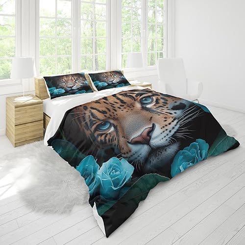 3D Parure de lit Microfibre Jaguar Animal Housse De Couette 90x190 cm 1 Personne Noir 3 Pièces Ultra Doux Parure de Lit pour Enfant Adulte avec 2 Taies d'Oreillers 65x65 cm - Nail Gallerys