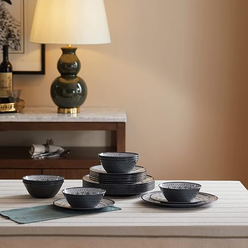 La Joventino Lot de 24 vaisselle de camping en mélamine pour 8 personnes – Ensemble d'assiettes et vaisselle en mélamine – Parfait pour les repas en plein air - Nail Gallerys