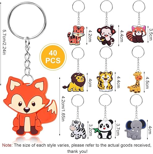 40 Pièces Porte Clef Enfants, Lot Porte Clé, Porte-clés Animal, Mini Porte Clé Cadeau, Sachet Anniversaire Enfant pour Noël, Fêtes D'enfants - Nail Gallerys