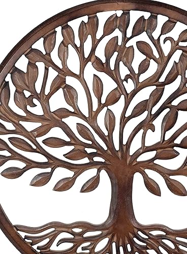 happyDko Décoration murale : Arbre de vie sculpté en Bois, Marron, H 60 cm - Nail Gallerys