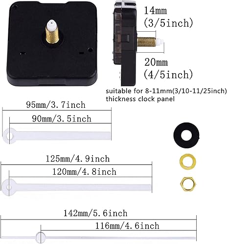 Silence Mouvement de Horloge, 11/25 Pouces Maximum Dial Epaisseur, 4/5 Pouces Longueur Totale de l'arbre, Blanc - Nail Gallerys