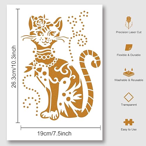 nbeads Cat Lady Pochoir, 29.7×21cm Modèle de Pochoirs Animaux Réutilisables pour Animaux de Compagnie Pochoirs Muraux Robustes pour Peinture d'art pour Peinture sur Bois Toile Papier Mur de Meubles - Nail Gallerys