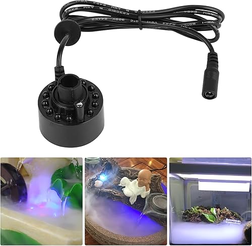 Pulvérisateur de fontaine d'intérieur, générateur de brume à ultrasons avec 12 lumières LED, atomiseur de brume, atomiseur silencieux pour fontaines, étangs, rocailles, jeux d'eau et bonsaï - Nail Gallerys