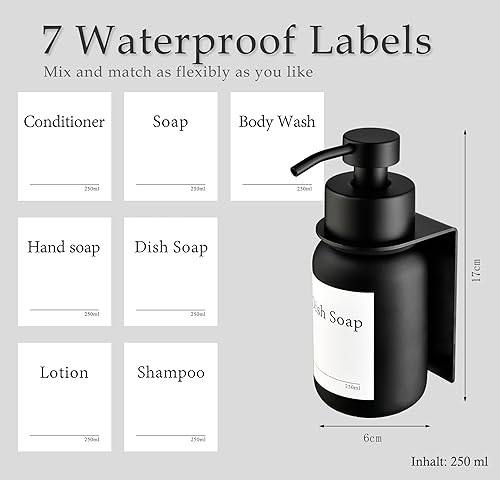 Distributeur de savon en verre avec support mural Noir/noir - Nail Gallerys