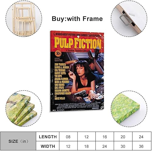 AYERWAENN Poster de film Pulp Fiction - Impression sur toile vintage - Décoration pour salon, chambre à coucher - 40 x 60 cm - Style cadre - Nail Gallerys