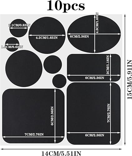 Heyu-Lotus 100 Pcs 10 Tailles Patch Réparation Doudoune Auto-adhésif Tissu Autocollant Reparation Noir pour Veste en Duvet Patch Autocollant Textile Imperméable et Résistant aux Déchirures - Nail Gallerys