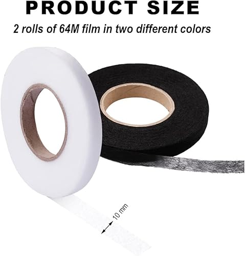 MOLIMOLI 2 Rouleaux Adhésif Fer sans Soudure avec Non-tissé Adhésif Fer à Souder Textile Bande Adhésive Lavable Laine Adhésive Noir Blanc - Nail Gallerys