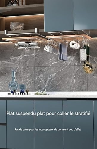 Générique Support pour Planche À Découper sous Placard,Organisateur Placard Cuisine,Étagère Porte-Planche À Découper en Acier Inoxydable avec Crochet,Organisateur De Panier De Rangement D' - Nail Gallerys