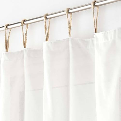 Douceur d'Intérieur, Voilage à Passants (140 x 240 cm) Belani Blanc, Polycoton Uni - Nail Gallerys