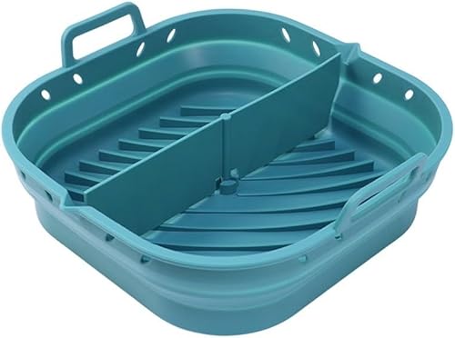 Plateau de cuisson en silicone peu encombrant avec bec verseur d'huile pour friteuse à air, pliable pour un rangement facile, 23 x 22 x 6 cm (carré pliable noir) - Nail Gallerys