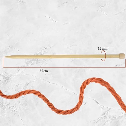 SSyang Aiguilles à Tricoter en Bambou 12mm,2 Pièces D'aiguilles à Tricoter en Bois Jumbo Pour Fil Épais,Tapis,Écharpe et Grand Projet de Tricot,Grandes Aiguilles à Tricoter 35cm(Couleur du Bois Brut) - Nail Gallerys