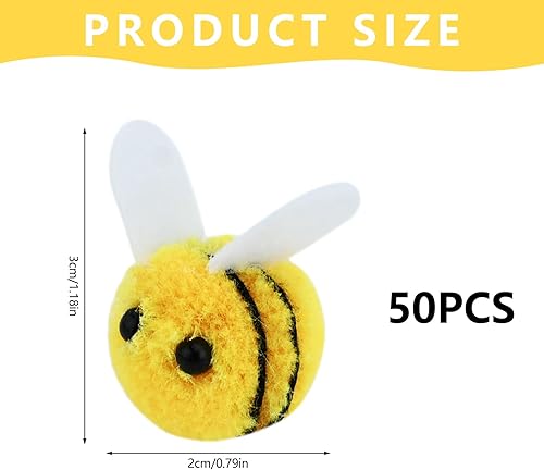 Bekecidi 50 Pièces Abeille en Feutre de Laine, Mini Décorations d'Abeille Artisanat Boules d'Abeille en Peluche Fournitures Accessoires de Boule de Feutre Animal pour Bricolage Artisanat Décoration - Nail Gallerys
