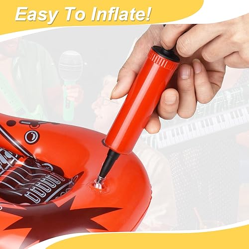 UBETTER Rock Star Toys Lot de 20 instruments gonflables - Décoration de carnaval, fête, pour gonfler, basse, saxophone, microphones, claviers, batterie et lunettes de fête pour enfants - Nail Gallerys