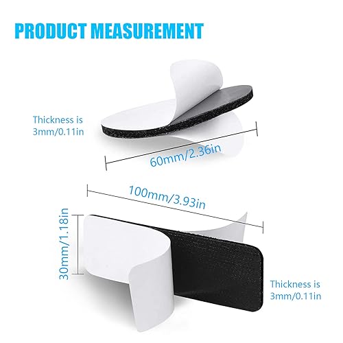 AHRITA 30 Pièces Scratch Autocollant Double Face, Scratch Double Face, Scratch Adhésif Puissant, Adhesif Double Face Extra Fort, 30x100mm Rectangulaires + 60mm Ronds (Noir) - Nail Gallerys