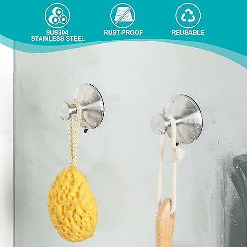 SAYAYO 2 Pièces Crochet Ventouse Puissante Salle de Bain, Réutilisable Patère Ventouse Sans Percage, Patère Murale Multifonction Crochet pour Serviette et Peignoir, Brossé - Nail Gallerys
