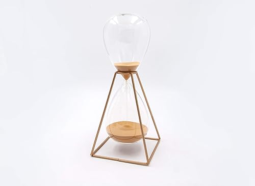 Mascagni Grand Sablier en Verre 30 Minutes - Minuteur 30mn - Support en Métal Hauteur 28 cm - Décoration intérieur - Nail Gallerys