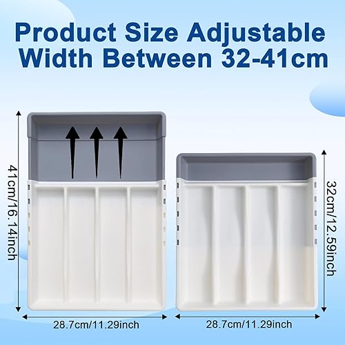 Range Couverts pour Tiroirs, Organisateur D'ustensiles de Tiroir pour Cuisine, Range-couverts Compact en Plastique Plateaux Couverts Extensibles pour Couteau Fourchette Cuillere avec 5 Compartiments - Nail Gallerys