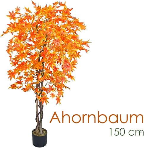 Erable Plante Arbre Artificielle Artificiel Plastique 150cm avec Bois Véritable Domaine Interne Feuilles Rouges Decovego - Nail Gallerys