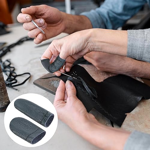 Lot de 4 paires de protège-doigts en cuir pour couture, feutrage à l'aiguille, protection des doigts pour travaux manuels (couleur aléatoire) - Nail Gallerys
