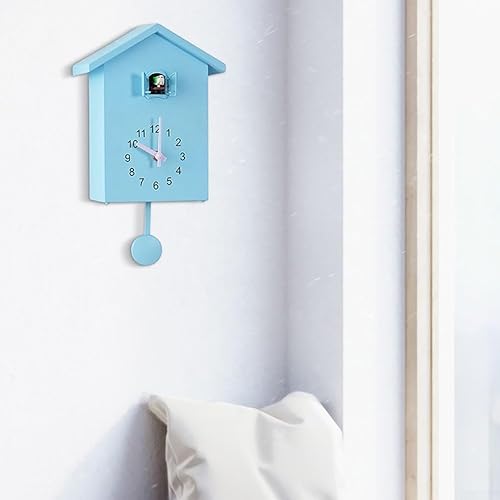 Oniissy Horloge à coucou chic et minimaliste, élégante avec pendule amovible, nichoir moderne multicolore avec son doux carillon, horloge murale pour décoration murale d'intérieur (blanc + orange) - Nail Gallerys