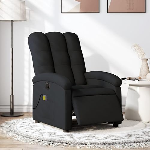vidaXL Fauteuil Inclinable de Massage Électrique, Chaise de Relaxation avec Dossier et Repose-Pied Réglables, Siège de Salon, Moderne, Gris Foncé Tissu - Nail Gallerys
